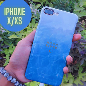 iPhone X/XS Case NEW Blue Gold Water Print Glossy Cover